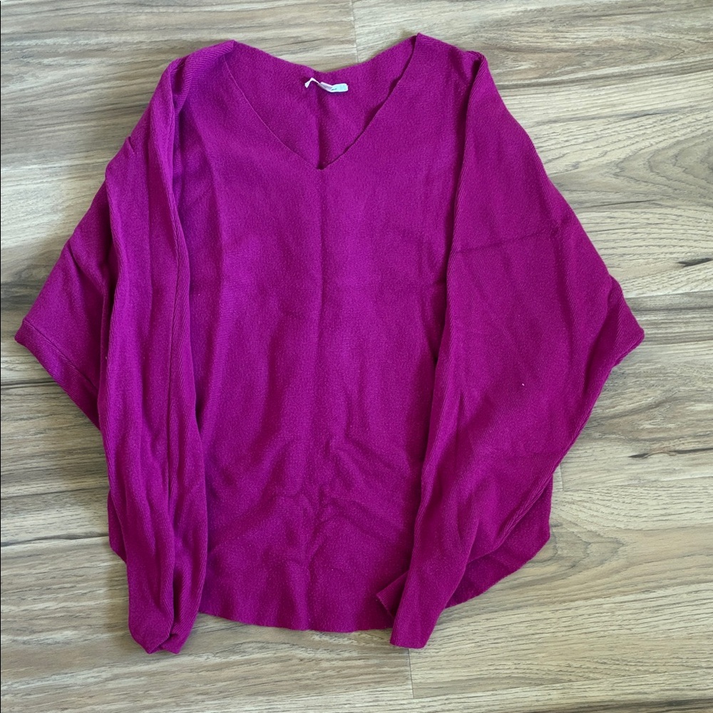 Elegant Fuchsia V-Neck Blouse